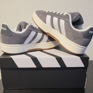 Adidas Men's Gray and White Sneakers